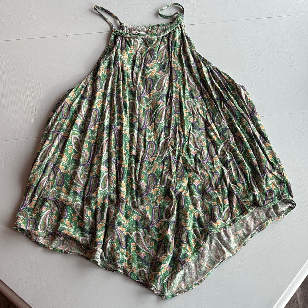 Maurices Green and Purple Patterned Halter Neck
